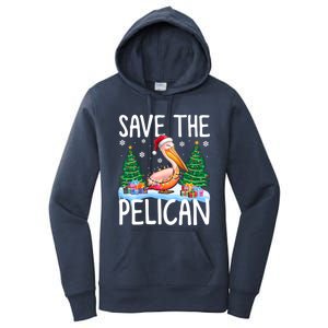 Save The Pelican Funny Christmas Lights Santa Hat Snowflakes Funny Gift Women's Pullover Hoodie