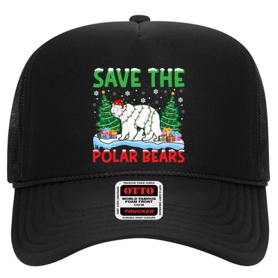 Save The Polar Bears Christmas Tree Santa Hat Snowflakes Gift Trucker Hat