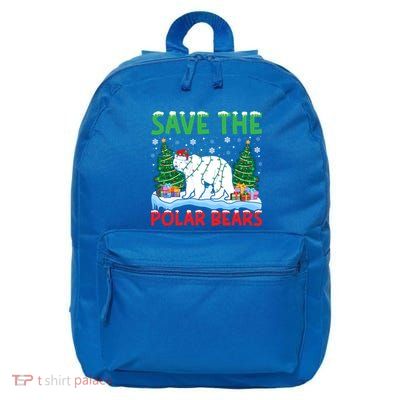 Save The Polar Bears Christmas Tree Santa Hat Snowflakes Gift 16 in Basic Backpack