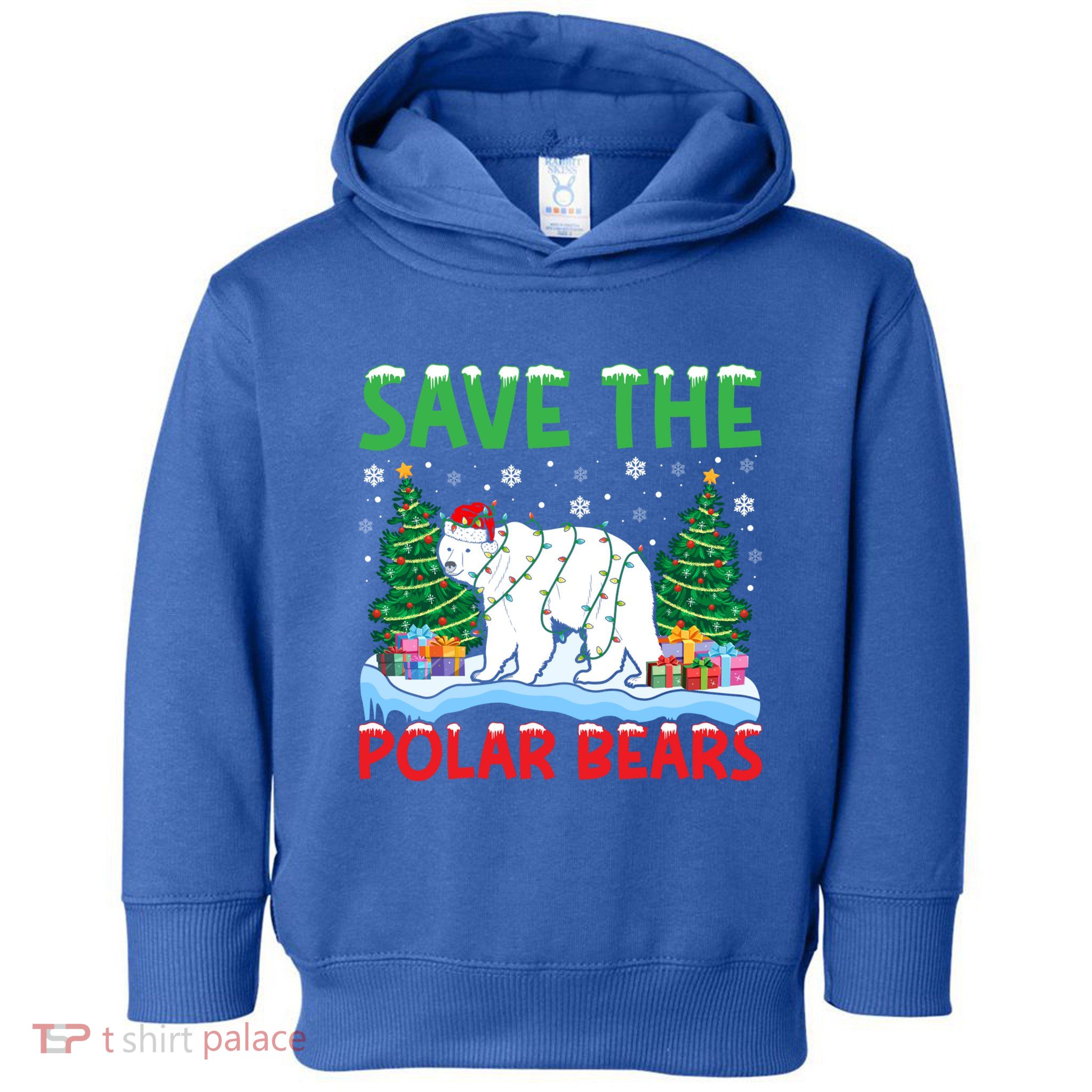 Save The Polar Bears Christmas Tree Santa Hat Snowflakes Gift Toddler Hoodie