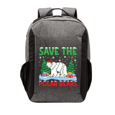Save The Polar Bears Christmas Tree Santa Hat Snowflakes Gift Vector Backpack