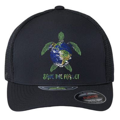 Save The Planet World Earth Day Environmental Flexfit Unipanel Trucker Cap