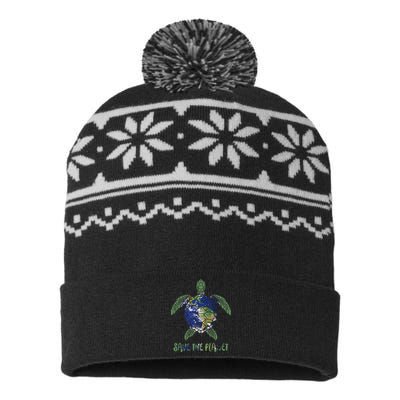 Save The Planet World Earth Day Environmental USA-Made Snowflake Beanie