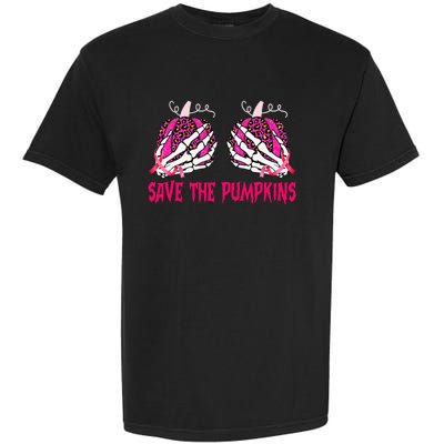 Save The Pumpkins Leopard Skeleton Breast Cancer Awareness Garment-Dyed Heavyweight T-Shirt