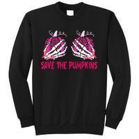 Save The Pumpkins Leopard Skeleton Breast Cancer Awareness Sweatshirt