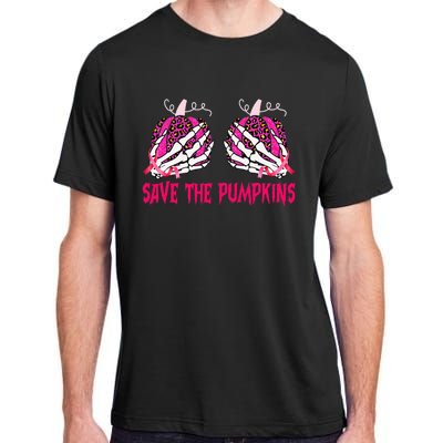 Save The Pumpkins Leopard Skeleton Breast Cancer Awareness Adult ChromaSoft Performance T-Shirt