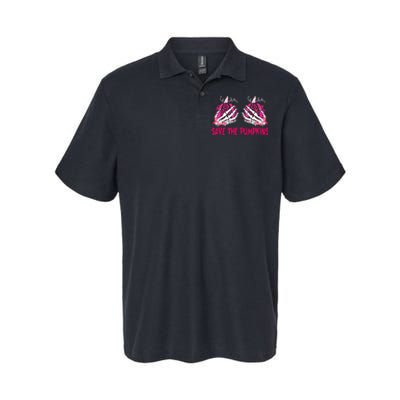 Save The Pumpkins Leopard Skeleton Breast Cancer Awareness Softstyle Adult Sport Polo