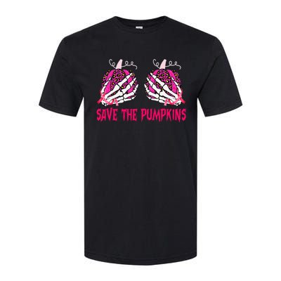 Save The Pumpkins Leopard Skeleton Breast Cancer Awareness Softstyle CVC T-Shirt