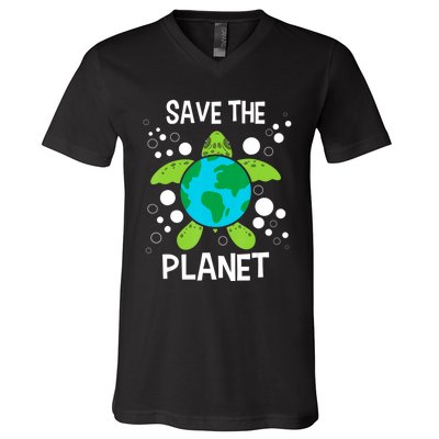 Save The Planet Environmental Protection Earth Day Climate V-Neck T-Shirt