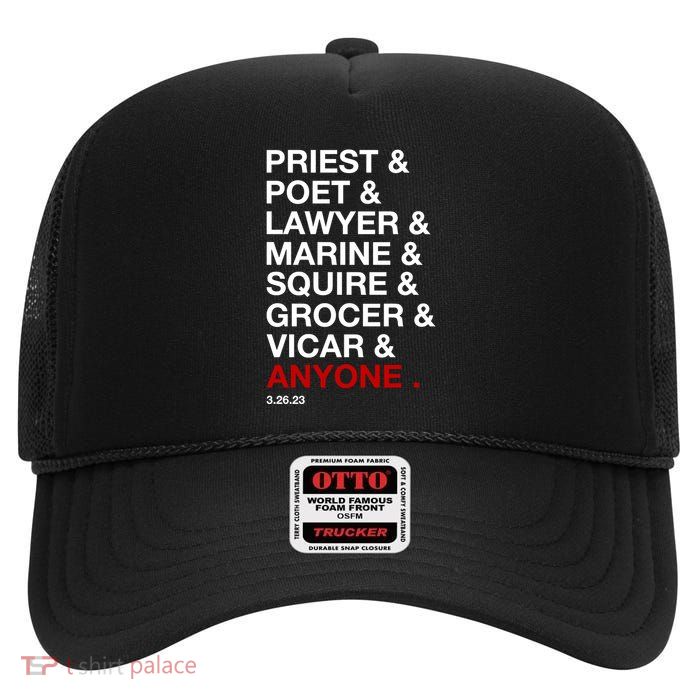 Sweeney Todd Priest Poet Lawyer Marine Squire Grocer Vicar Anyone High Crown Mesh Back Trucker Hat