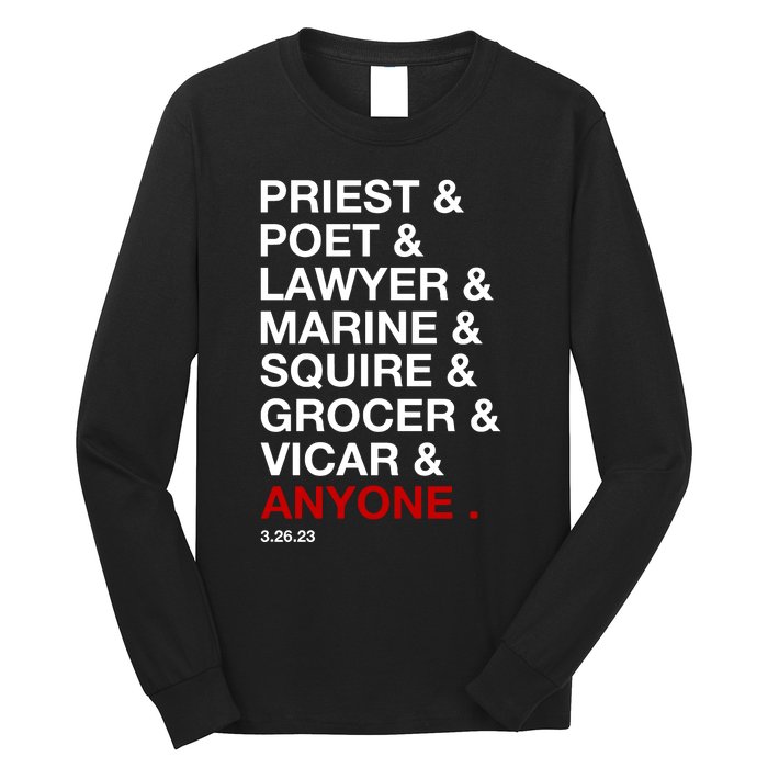 Sweeney Todd Priest Poet Lawyer Marine Squire Grocer Vicar Anyone Long Sleeve Shirt