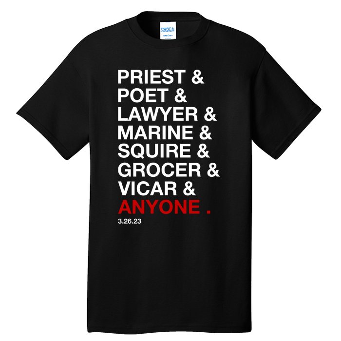 Sweeney Todd Priest Poet Lawyer Marine Squire Grocer Vicar Anyone Tall T-Shirt