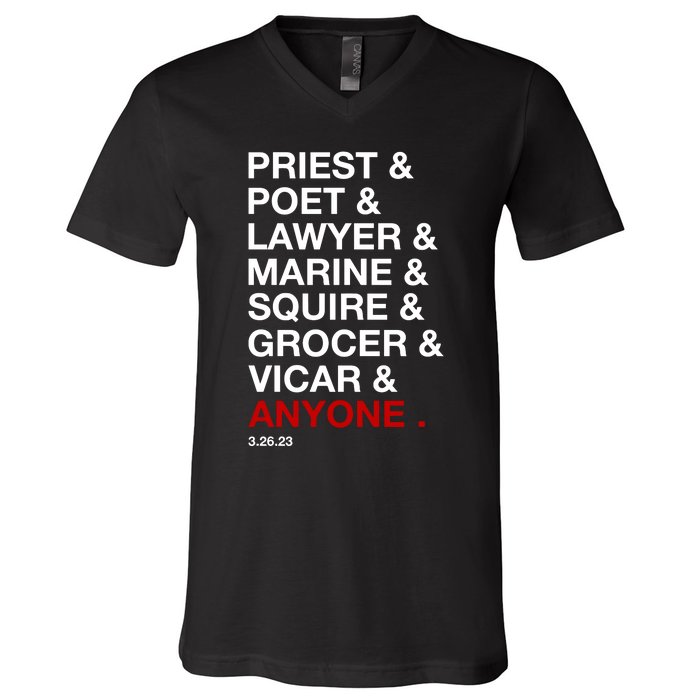 Sweeney Todd Priest Poet Lawyer Marine Squire Grocer Vicar Anyone V-Neck T-Shirt