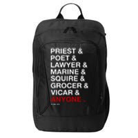 Sweeney Todd Priest Poet Lawyer Marine Squire Grocer Vicar Anyone City Backpack