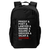 Sweeney Todd Priest Poet Lawyer Marine Squire Grocer Vicar Anyone Daily Commute Backpack