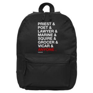 Sweeney Todd Priest Poet Lawyer Marine Squire Grocer Vicar Anyone 16 in Basic Backpack