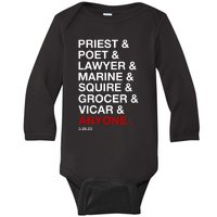 Sweeney Todd Priest Poet Lawyer Marine Squire Grocer Vicar Anyone Baby Long Sleeve Bodysuit