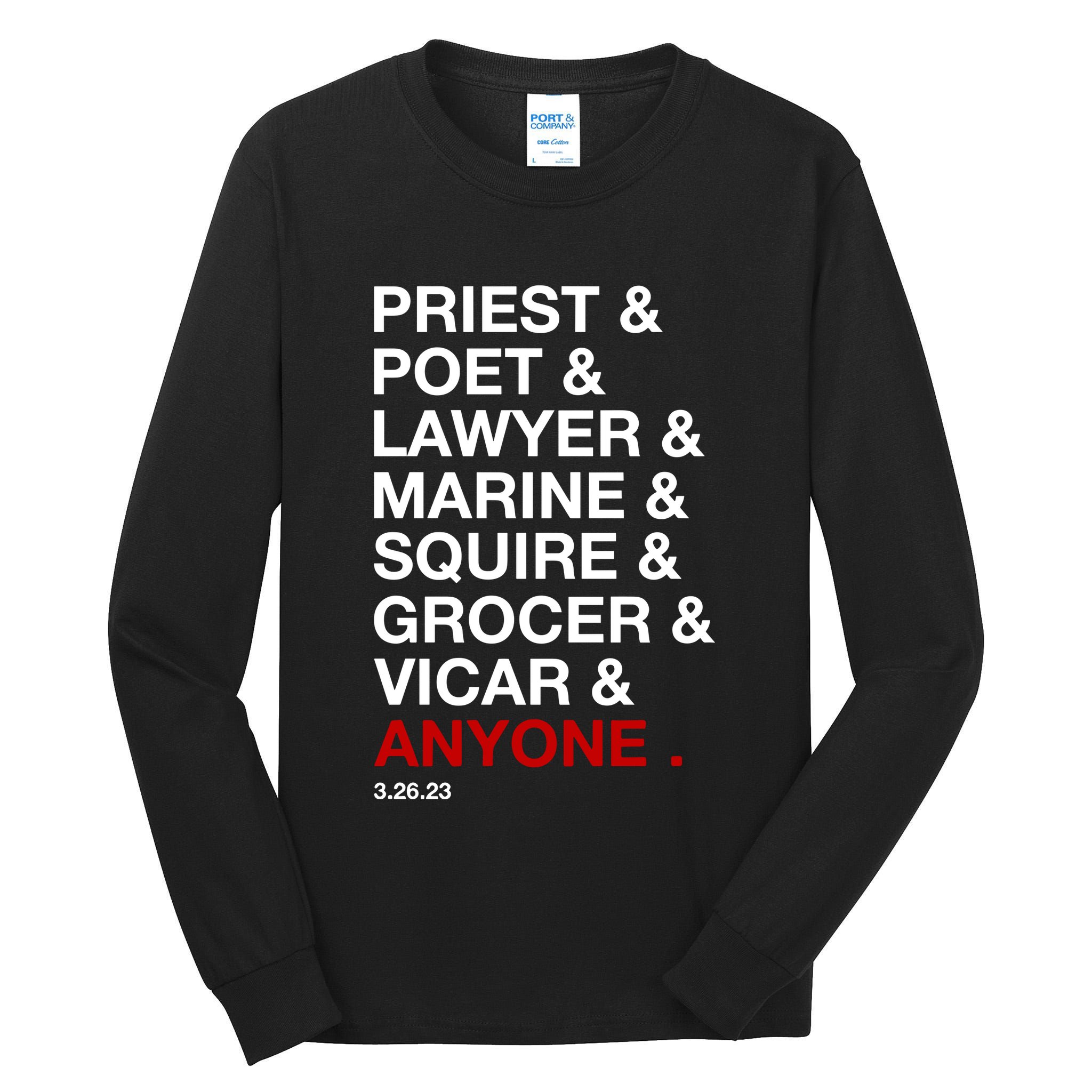 Sweeney Todd Priest Poet Lawyer Marine Squire Grocer Vicar Anyone Tall Long Sleeve T-Shirt