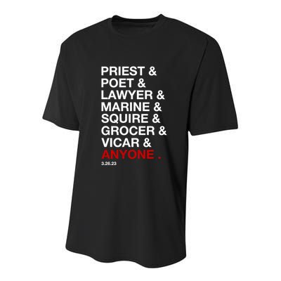 Sweeney Todd Priest Poet Lawyer Marine Squire Grocer Vicar Anyone Youth Performance Sprint T-Shirt