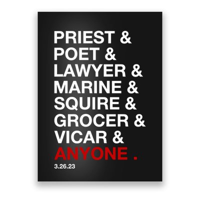 Sweeney Todd Priest Poet Lawyer Marine Squire Grocer Vicar Anyone Poster