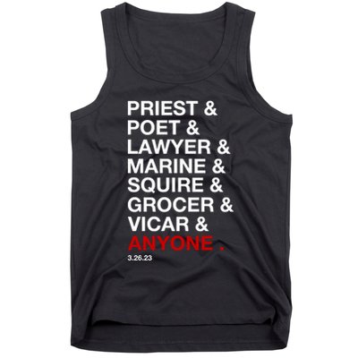 Sweeney Todd Priest Poet Lawyer Marine Squire Grocer Vicar Anyone Tank Top