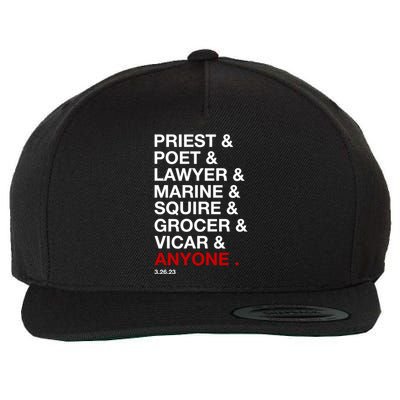 Sweeney Todd Priest Poet Lawyer Marine Squire Grocer Vicar Anyone Wool Snapback Cap