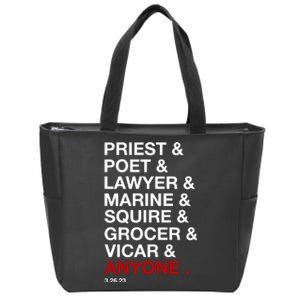 Sweeney Todd Priest Poet Lawyer Marine Squire Grocer Vicar Anyone Zip Tote Bag