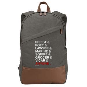 Sweeney Todd Priest Poet Lawyer Marine Squire Grocer Vicar Anyone Cotton Canvas Backpack