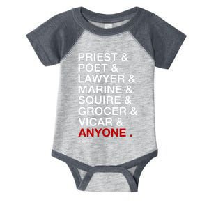 Sweeney Todd Priest Poet Lawyer Marine Squire Grocer Vicar Anyone Infant Baby Jersey Bodysuit