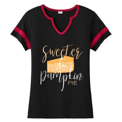 Sweeter Than Pumpkin Pie Baking Baker Dessert Meaningful Gift Ladies Halftime Notch Neck Tee