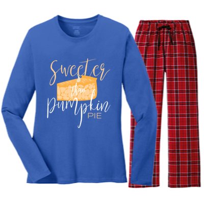 Sweeter Than Pumpkin Pie Baking Baker Dessert Meaningful Gift Women's Long Sleeve Flannel Pajama Set 