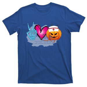 Surgical Tech Peace Love Pumpkin Funny Halloween Leopard Gift T-Shirt