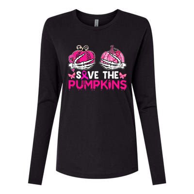 Save The Pumpkins Breast Cancer Awareness Halloween Costume Womens Cotton Relaxed Long Sleeve T-Shirt