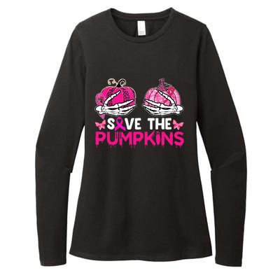 Save The Pumpkins Breast Cancer Awareness Halloween Costume Womens CVC Long Sleeve Shirt