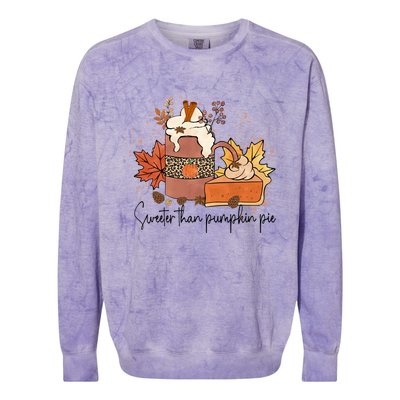 Sweeter Than Pumpkin Pie Funny Halloween Thanksgiving Gift Colorblast Crewneck Sweatshirt