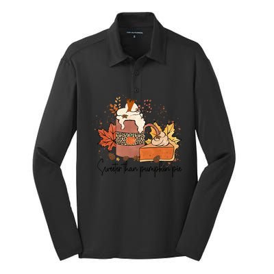 Sweeter Than Pumpkin Pie Funny Halloween Thanksgiving Gift Silk Touch Performance Long Sleeve Polo