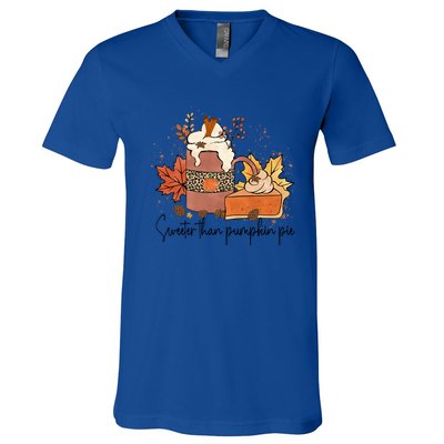 Sweeter Than Pumpkin Pie Funny Halloween Thanksgiving Gift V-Neck T-Shirt