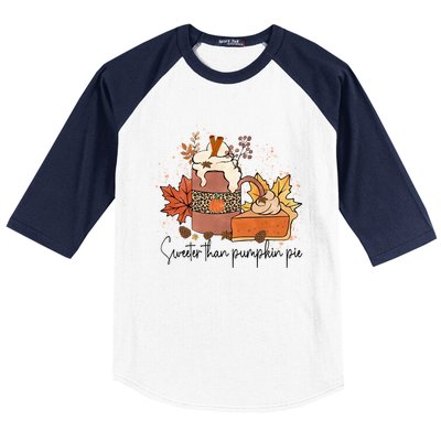 Sweeter Than Pumpkin Pie Funny Halloween Thanksgiving Gift Baseball Sleeve Shirt