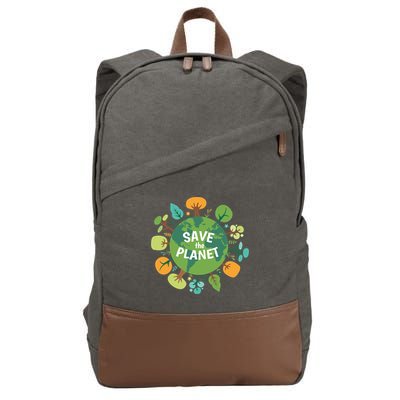 Save The Planet Earth Day Nature Cotton Canvas Backpack