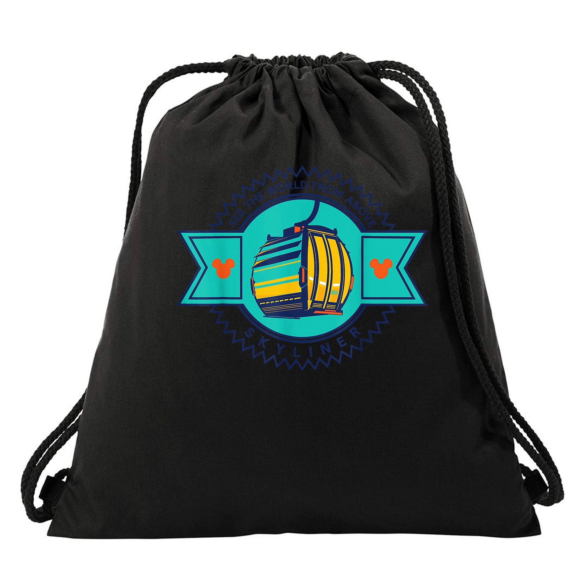 Skyliner Theme Park Ride Mouse Ears Magical Vacation Drawstring Bag