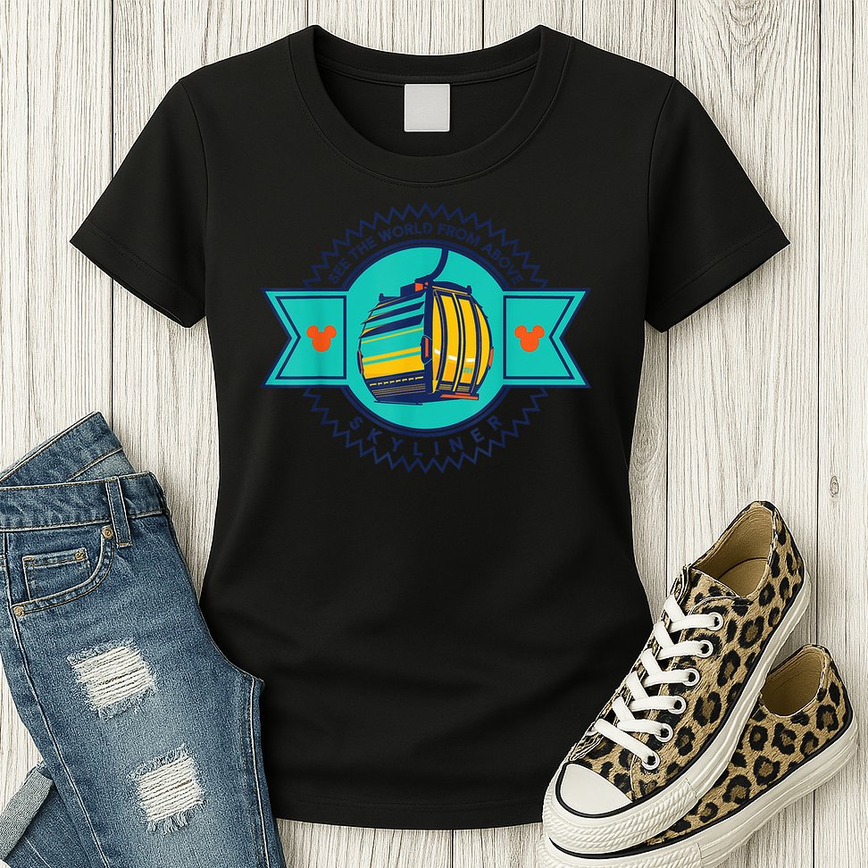 Skyliner Theme Park Ride Mouse Ears Magical Vacation Womens T-Shirt