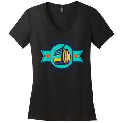 Skyliner Theme Park Ride Mouse Ears Magical Vacation Women's V-Neck T-Shirt