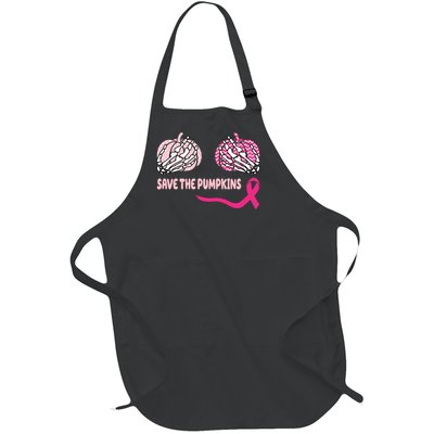 Save The Pumpkins Breast Cancer Awareness Ribbon Full-Length Apron With Pockets