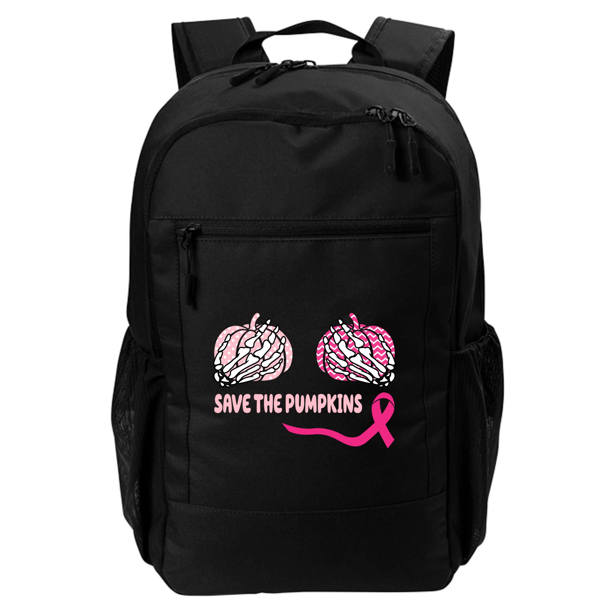 Save The Pumpkins Breast Cancer Awareness Ribbon Backpack