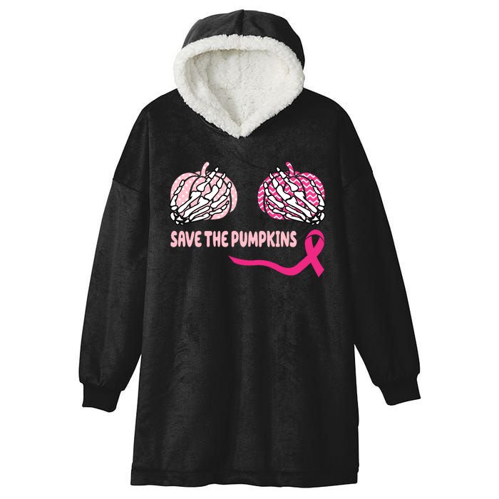 Save The Pumpkins Breast Cancer Awareness Ribbon Hooded Wearable Blanket