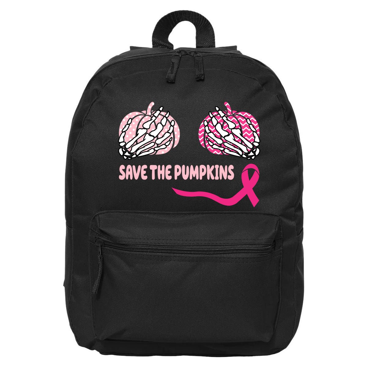 Save The Pumpkins Breast Cancer Awareness Ribbon 16 in Basic Backpack