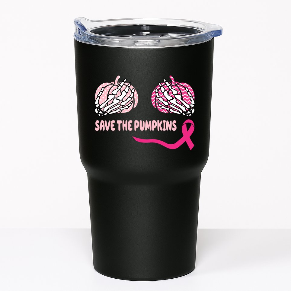 Save The Pumpkins Breast Cancer Awareness Ribbon Tumbler