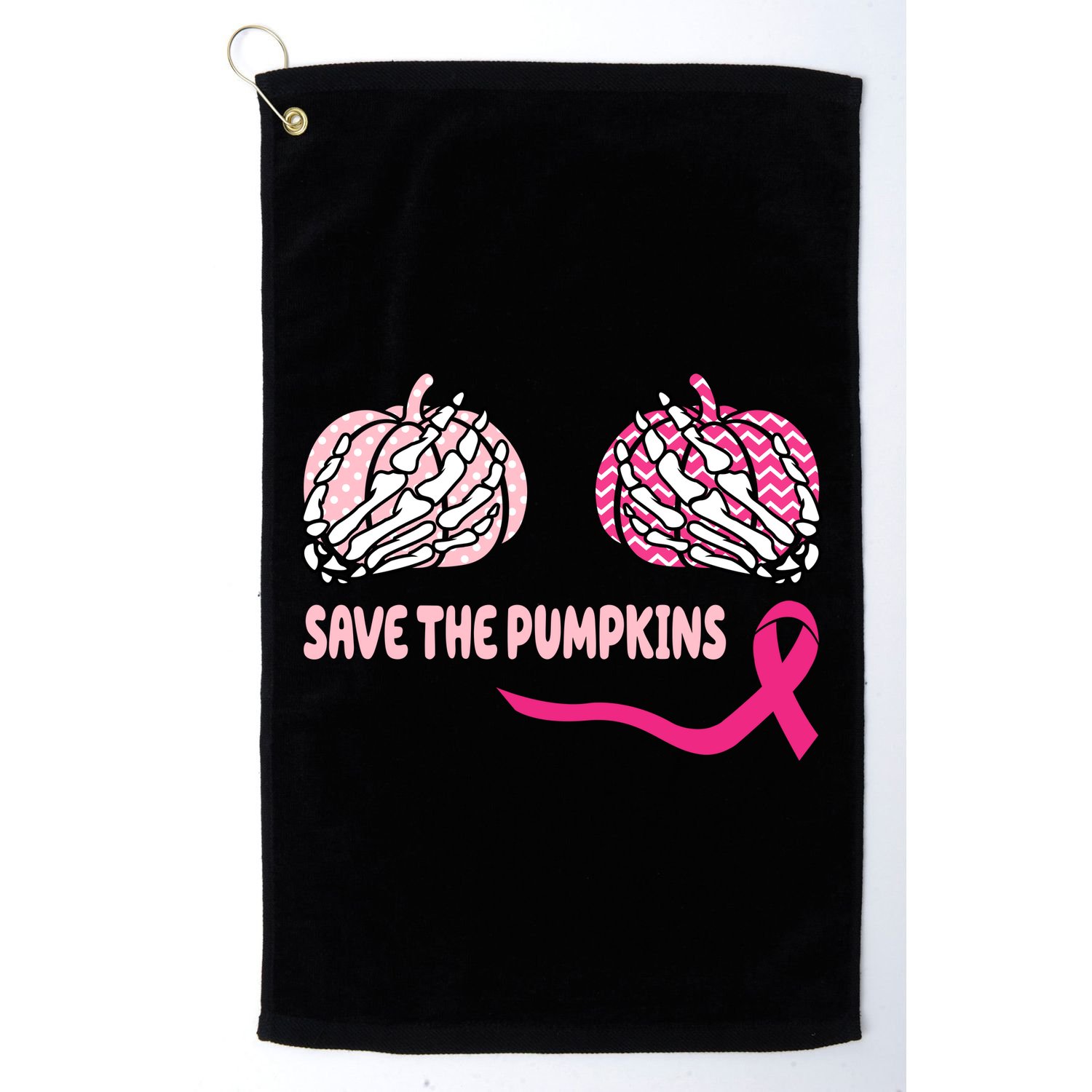 Save The Pumpkins Breast Cancer Awareness Ribbon Golf Towel