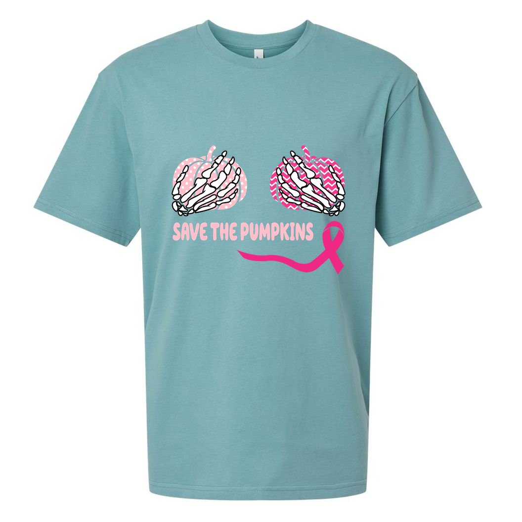 Save The Pumpkins Breast Cancer Awareness Ribbon Sueded Cloud Jersey T-Shirt