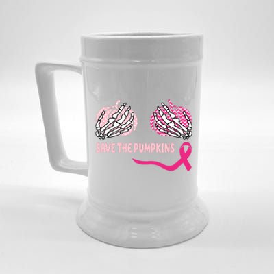 Save The Pumpkins Breast Cancer Awareness Ribbon Beer Stein